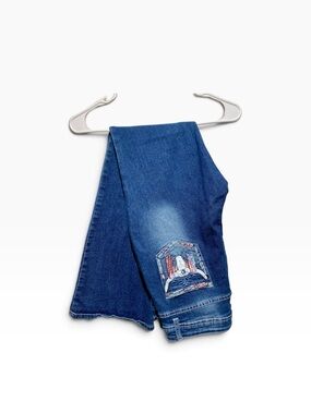 Women’s Unbranded Flared Denim Pants With Longhorn Embroidery Sz XL